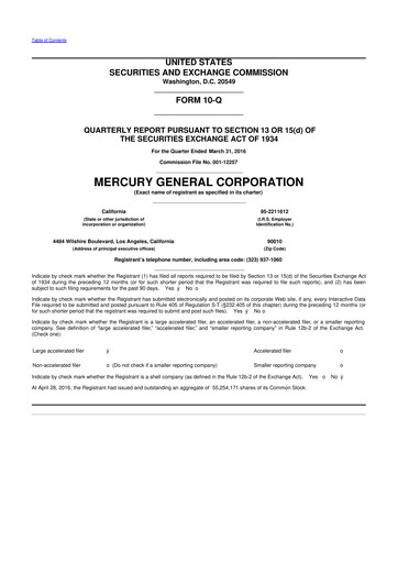 Thumbnail Mercury General
 10-Q Quarterly Report FY2016 