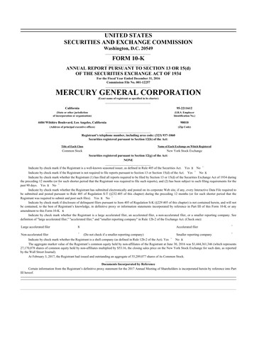 Thumbnail Mercury General
 10-K Annual Report 2016