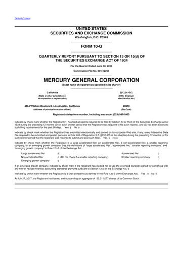 Thumbnail Mercury General
 10-Q Quarterly Report FY2017 