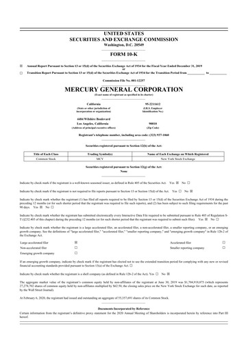 Thumbnail Mercury General
 10-K Annual Report 2019