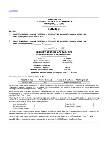 Thumbnail Mercury General
 10-Q Quarterly Report FY2020 