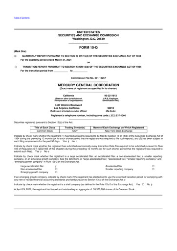 Thumbnail Mercury General
 10-Q Quarterly Report FY2021 