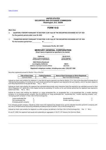 Thumbnail Mercury General
 10-Q Quarterly Report FY2022 