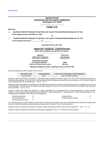 Thumbnail Mercury General
 10-Q Quarterly Report FY2023 
