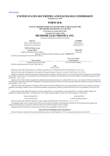 Thumbnail Methode Electronics
 10-K Annual Report 