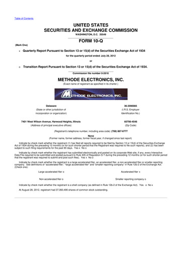 Miniature Methode Electronics
 10-Q Rapport trimestriel 2013 