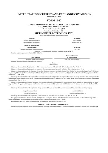 Thumbnail Methode Electronics
 10-K Annual Report 2015