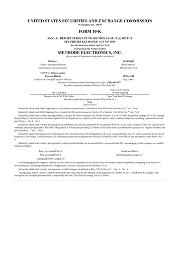 Thumbnail Methode Electronics
 10-K Annual Report 2018