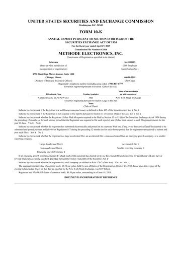 Thumbnail Methode Electronics
 10-K Annual Report 2019