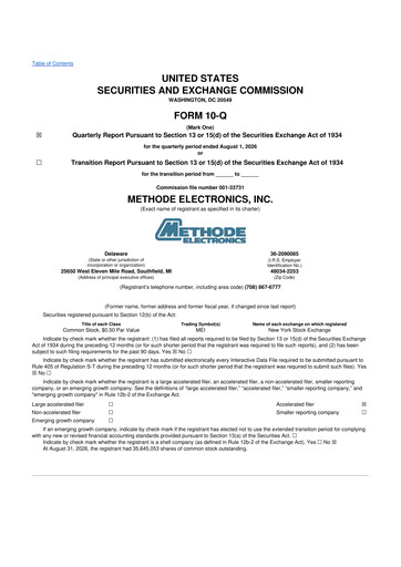 Thumbnail Methode Electronics
 10-Q Quarterly Report FY2027 