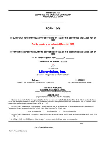 Thumbnail MicroVision 10-Q Quarterly Report FY 