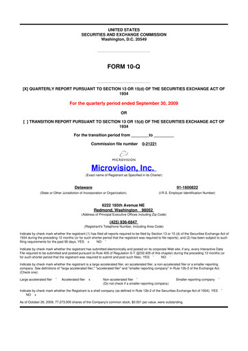 Thumbnail MicroVision 10-Q Quarterly Report FY 