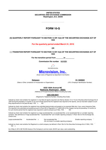 Thumbnail MicroVision 10-Q Quarterly Report FY 
