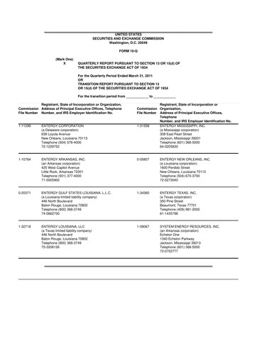 Vorschaubild Entergy 10-Q Quartalsbericht 2011 
