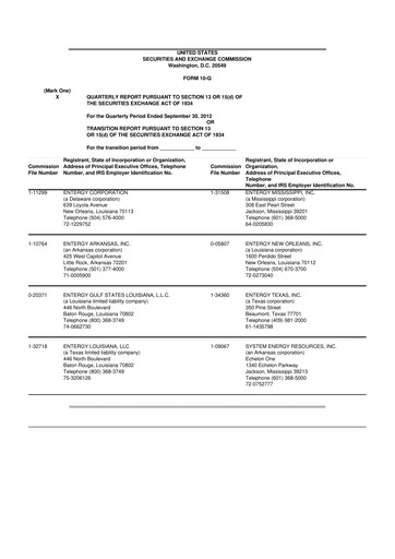 Vorschaubild Entergy 10-Q Quartalsbericht 2012 