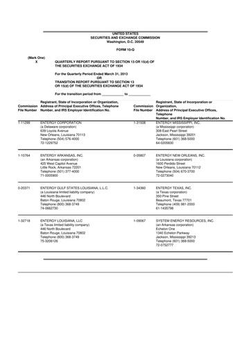 Vorschaubild Entergy 10-Q Quartalsbericht 2013 
