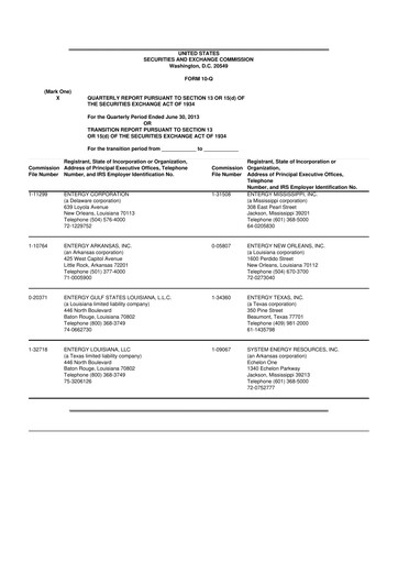 Vorschaubild Entergy 10-Q Quartalsbericht 2013 