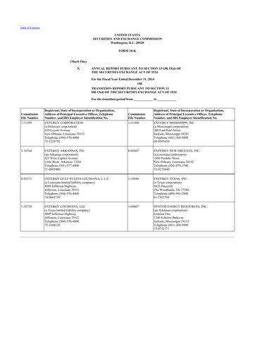 Thumbnail Entergy 10-K Annual Report 2014