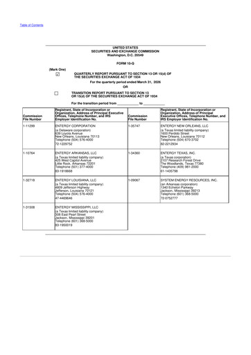 Thumbnail Entergy 10-Q Quarterly Report FY 