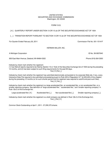 Thumbnail MillerKnoll 10-Q Quarterly Report FY2011 