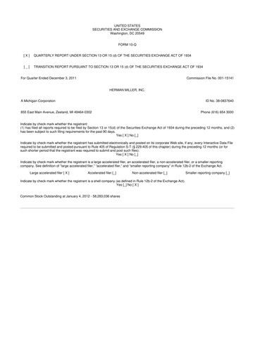 Thumbnail MillerKnoll 10-Q Quarterly Report FY2012 