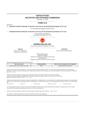 Thumbnail MillerKnoll 10-Q Quarterly Report FY2022 