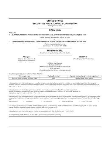 Thumbnail MillerKnoll 10-Q Quarterly Report FY2026 