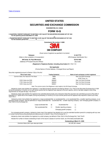 Miniature 3M 10-Q Rapport trimestriel  