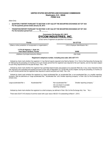 Vorschaubild Dycom Industries 10-Q Quartalsbericht 2013 