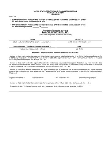 Vorschaubild Dycom Industries 10-Q Quartalsbericht 2016 