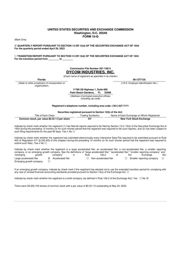 Vorschaubild Dycom Industries 10-Q Quartalsbericht 2024 