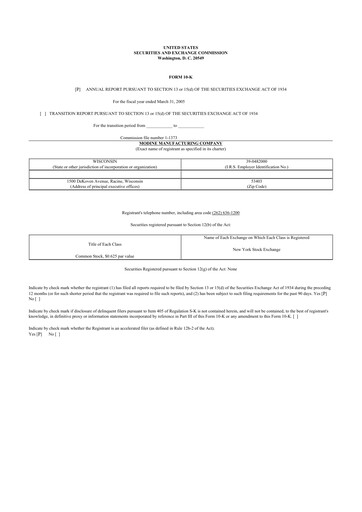 Thumbnail Modine Manufacturing
 10-K Annual Report 