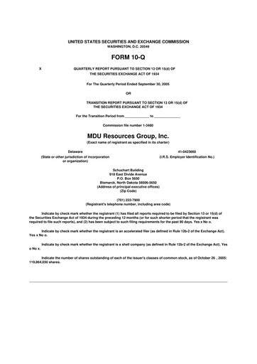 Thumbnail MDU Resources
 10-Q Quarterly Report FY 
