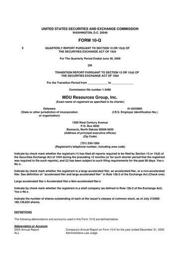 Thumbnail MDU Resources
 10-Q Quarterly Report FY 