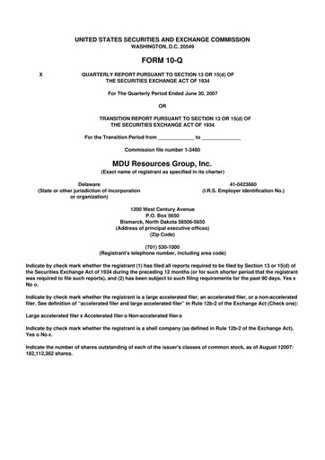 Thumbnail MDU Resources
 10-Q Quarterly Report FY 