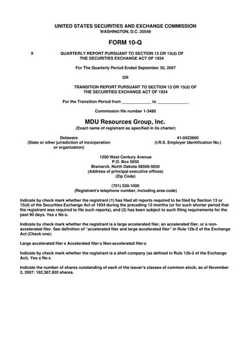 Thumbnail MDU Resources
 10-Q Quarterly Report FY 