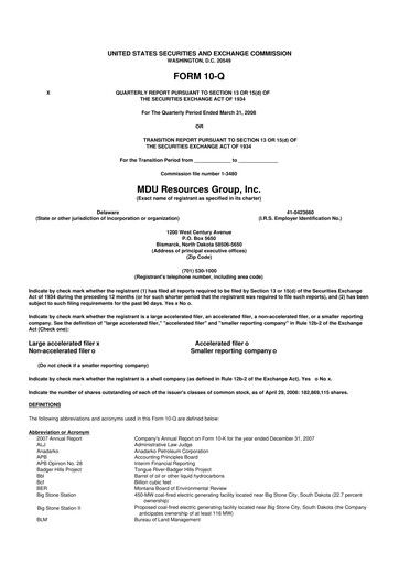 Thumbnail MDU Resources
 10-Q Quarterly Report FY 