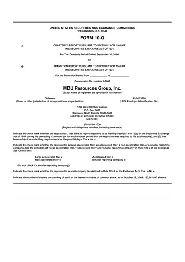 Thumbnail MDU Resources
 10-Q Quarterly Report FY 