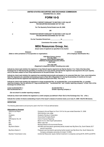 Thumbnail MDU Resources
 10-Q Quarterly Report FY 