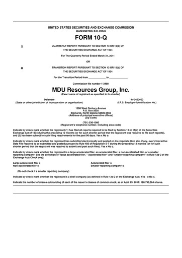 Thumbnail MDU Resources
 10-Q Quarterly Report FY2011 