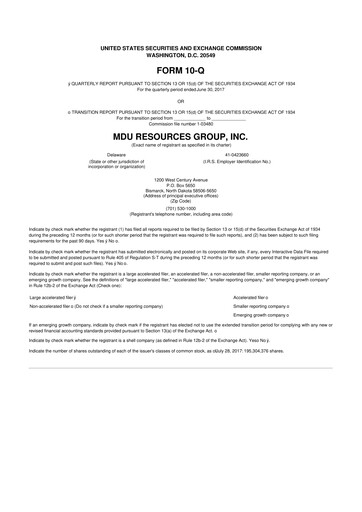 Thumbnail MDU Resources
 10-Q Quarterly Report FY2017 