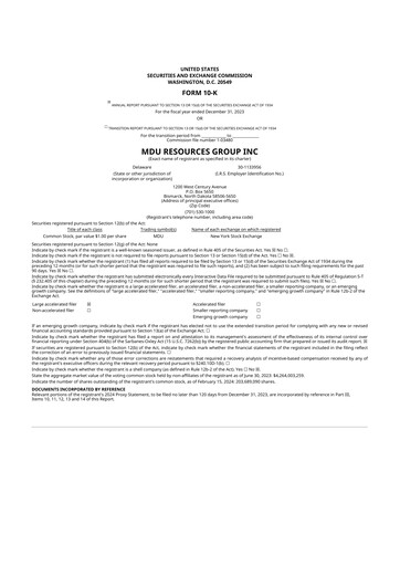 Thumbnail MDU Resources
 10-K Annual Report 2023