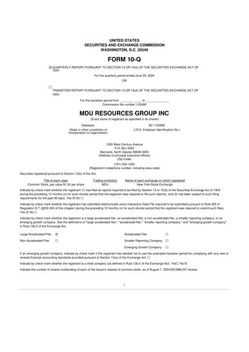 Thumbnail MDU Resources
 10-Q Quarterly Report FY2024 