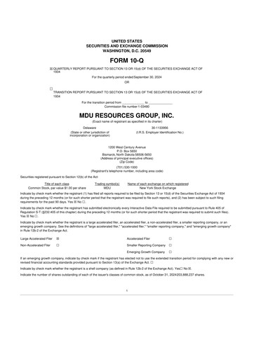 Thumbnail MDU Resources
 10-Q Quarterly Report FY2024 