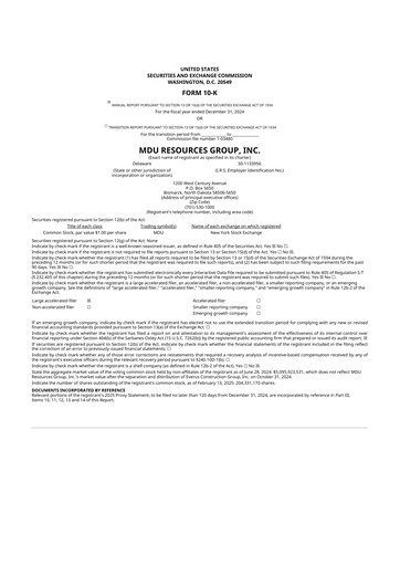 Thumbnail MDU Resources
 10-K Annual Report 2024