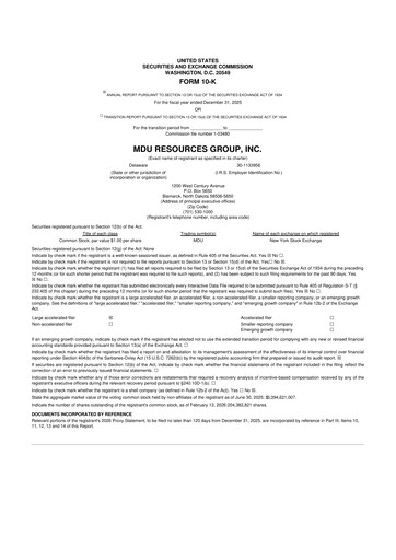 Thumbnail MDU Resources
 10-K Annual Report 2025