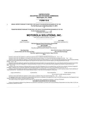 Thumbnail Motorola Solutions
 10-K Annual Report 2015