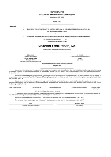 Thumbnail Motorola Solutions
 10-Q Quarterly Report FY2017 