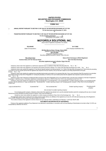 Thumbnail Motorola Solutions
 10-K Annual Report 2018