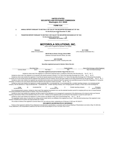 Thumbnail Motorola Solutions
 10-K Annual Report 2022